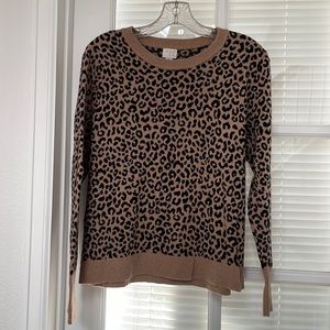 a new day Leopard Print Sweater - Tan and Black